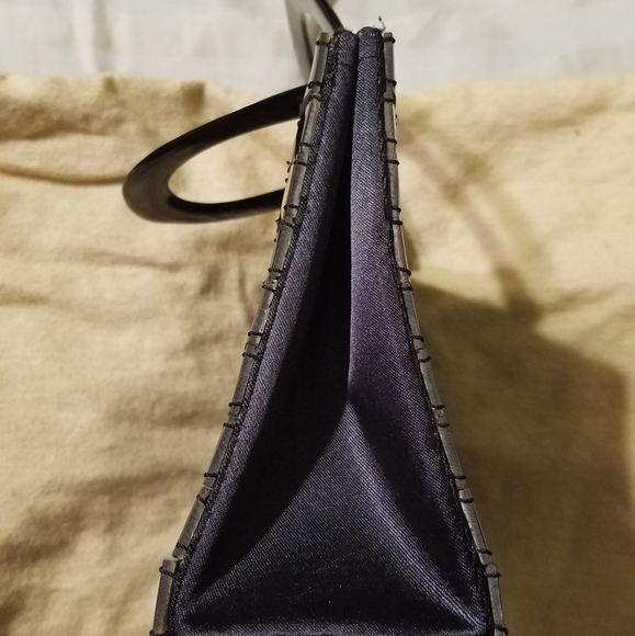 tile bead & satin evening bag w/resin handles - Picture 5 of 5